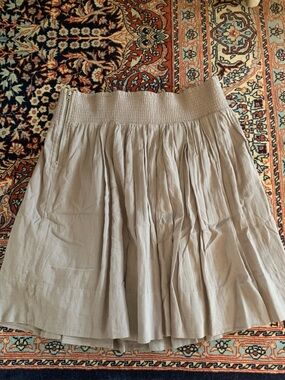 Banana Republic Taupe Pleated Smocked A-line Elastic Waist Skirt